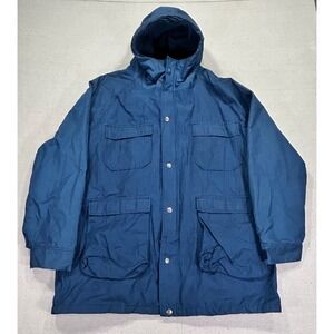 Vintage WOOLRICH Men's XL Navy Adirondack Jacket Cargo Pockets USA MADE Rainwear